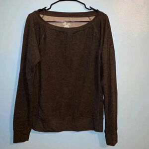 Nike Dri-Fit Sweatshirt Womens Small Boat Neck Dark Gray Long Sleeve Pullover